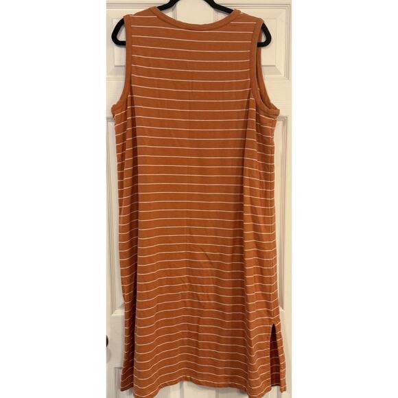 J Jill French Terry Tank Dress XL Orange Striped V-Neck Lounge Casual Vacation - Picture 2 of 12